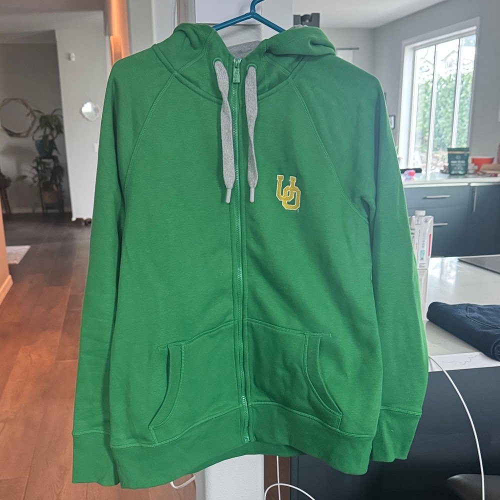 Green Zip-Up Hoodie with Logo
